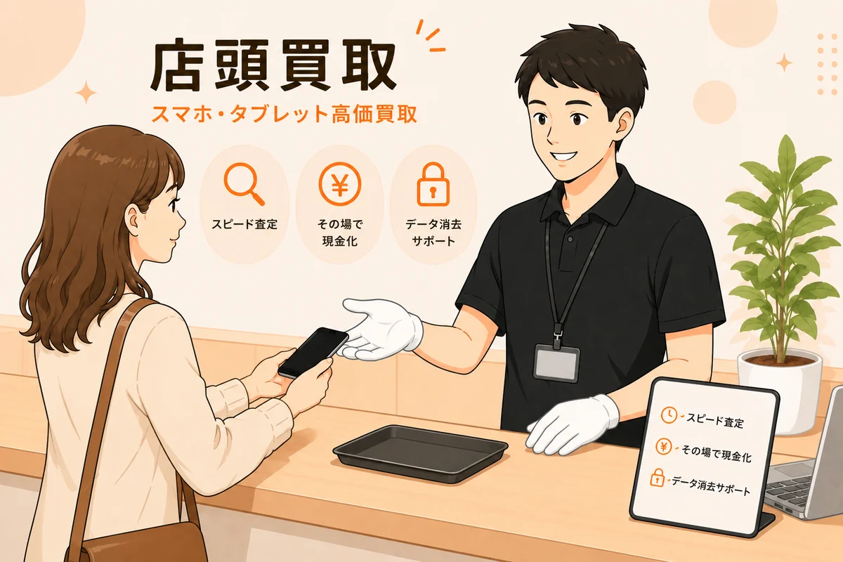 店頭買取:スピード査定、その場で現金化、データ消去サポート